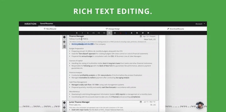 Hiration's Resume Builder Image