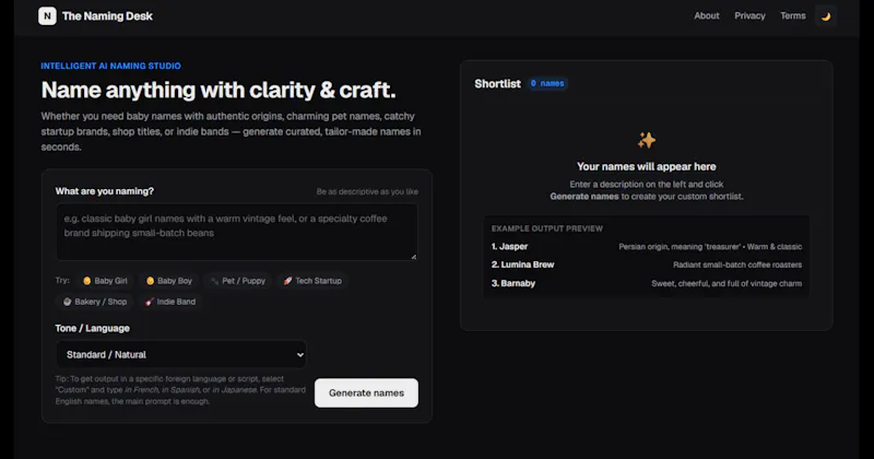 The Naming Desk screenshot 1