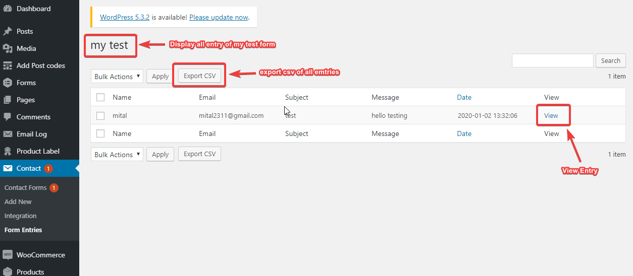 Save Data Contact Form 7 gallery image