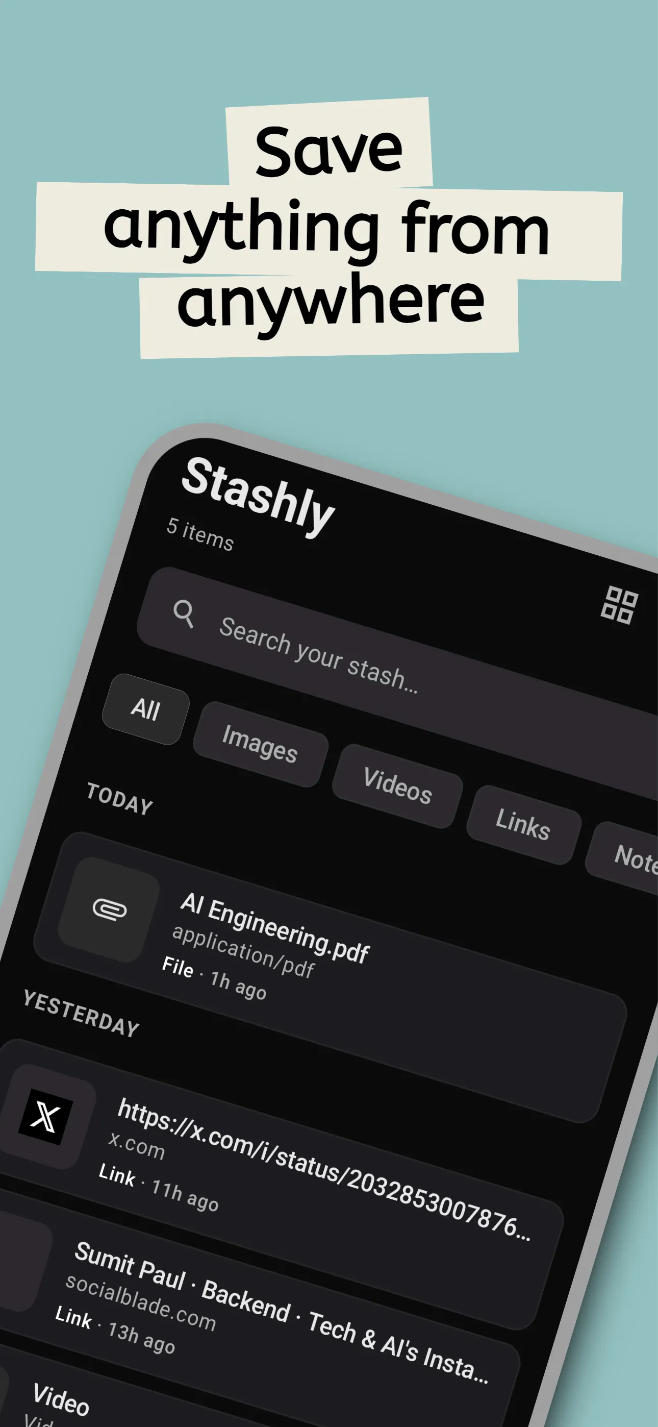 Stashly - Save Anything 제품 배너