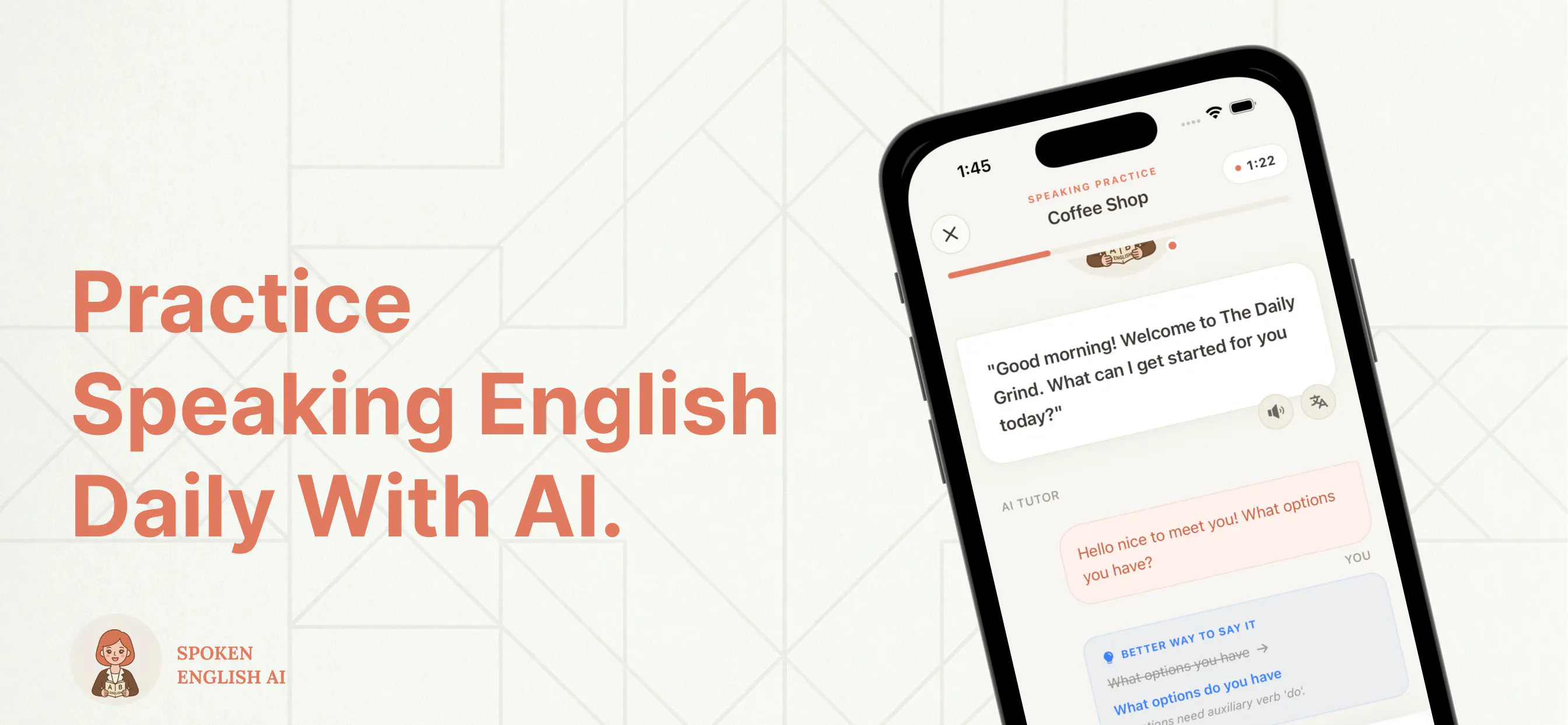 Spoken English AI 제품 배너