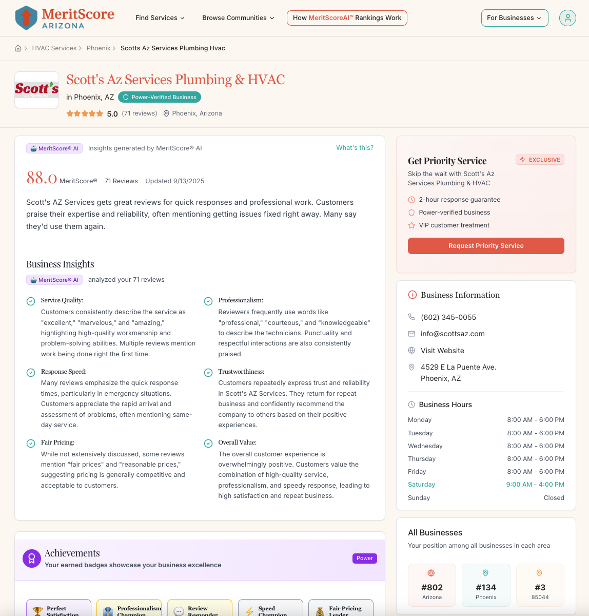 Meritscore Arizona - Classifiche commerciali locali in base al merito non al budget di marketing media 4