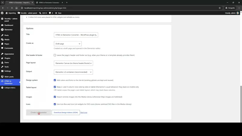 HTML to Elementor Converter screenshot 1 (video preview)