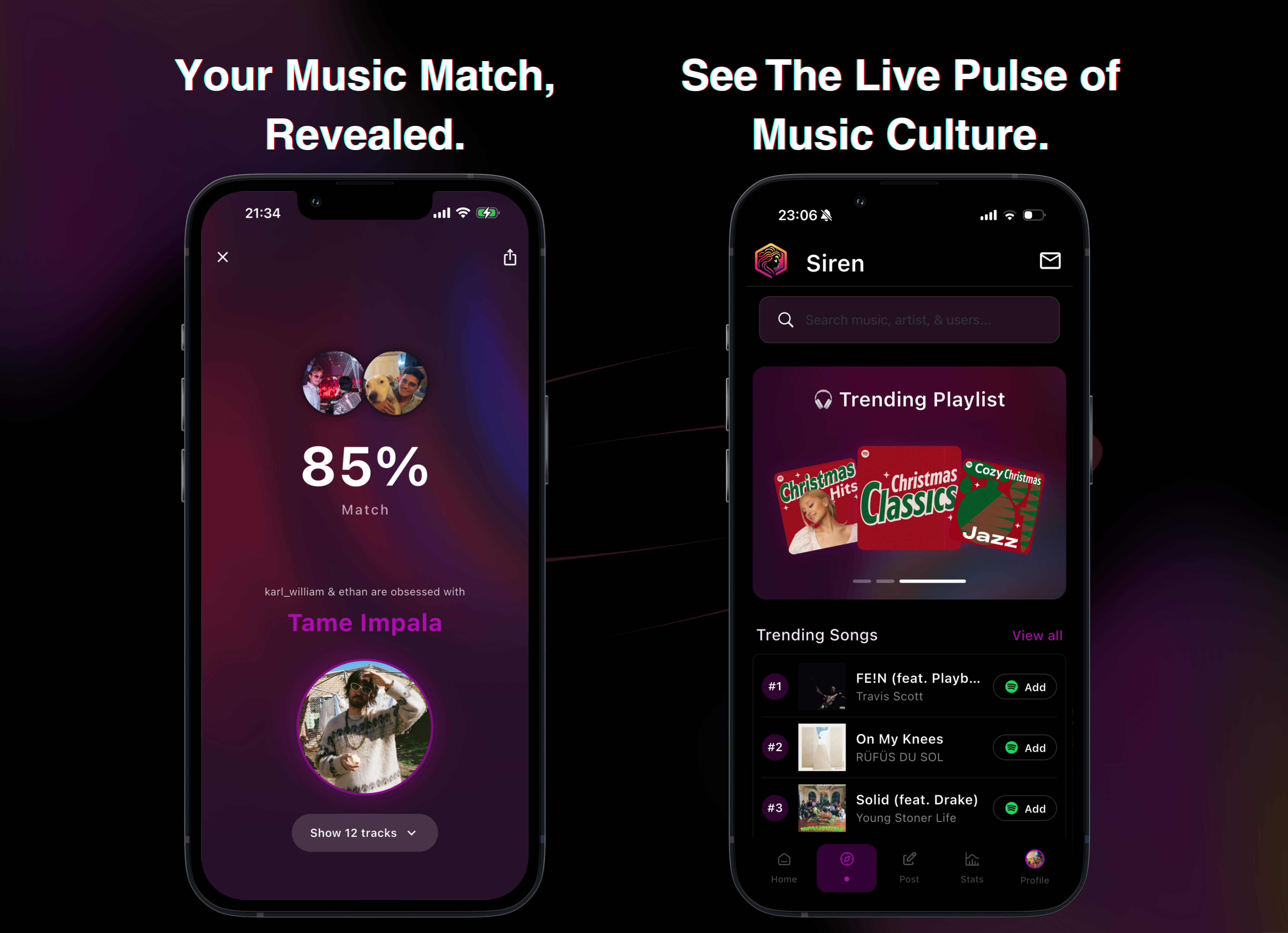 Siren Music App - Screenshot 3 showing product features and functionality