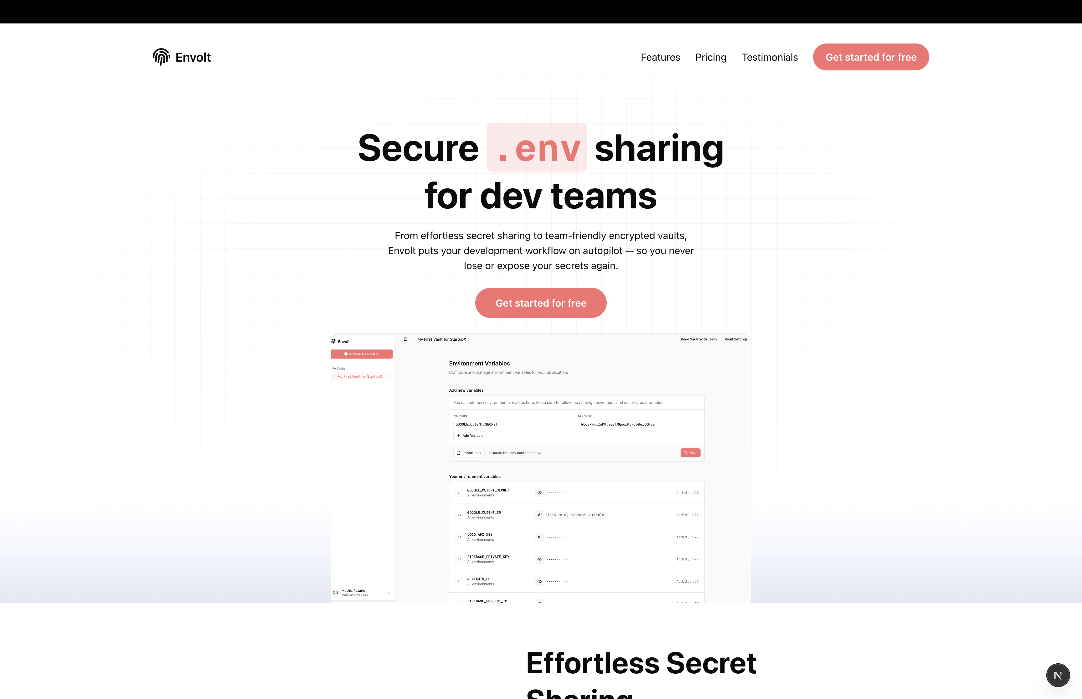 Envolt - Secure .env sharing for dev teams media 1