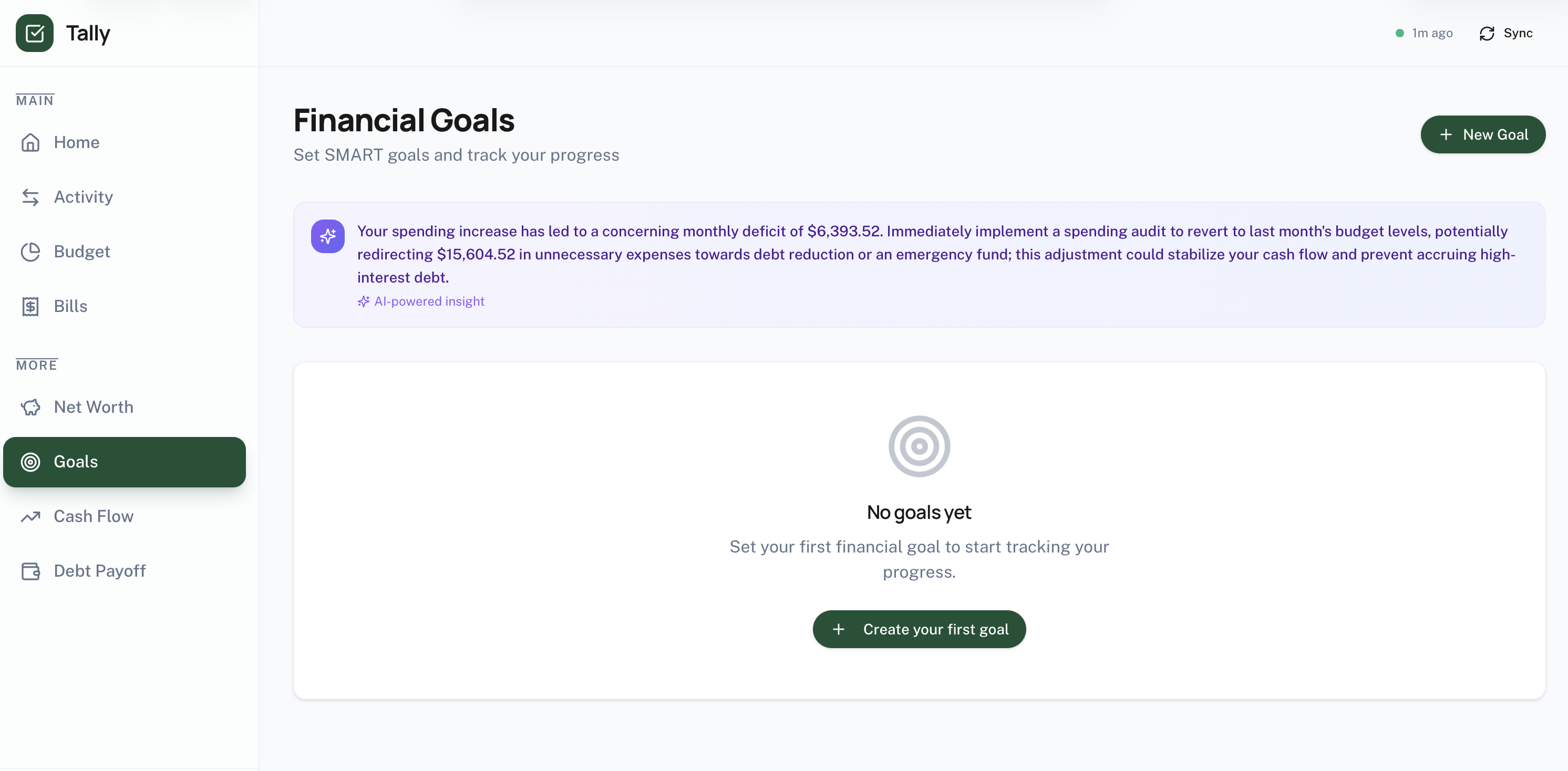 Tally - Main product screenshot demonstrating key features and user interface