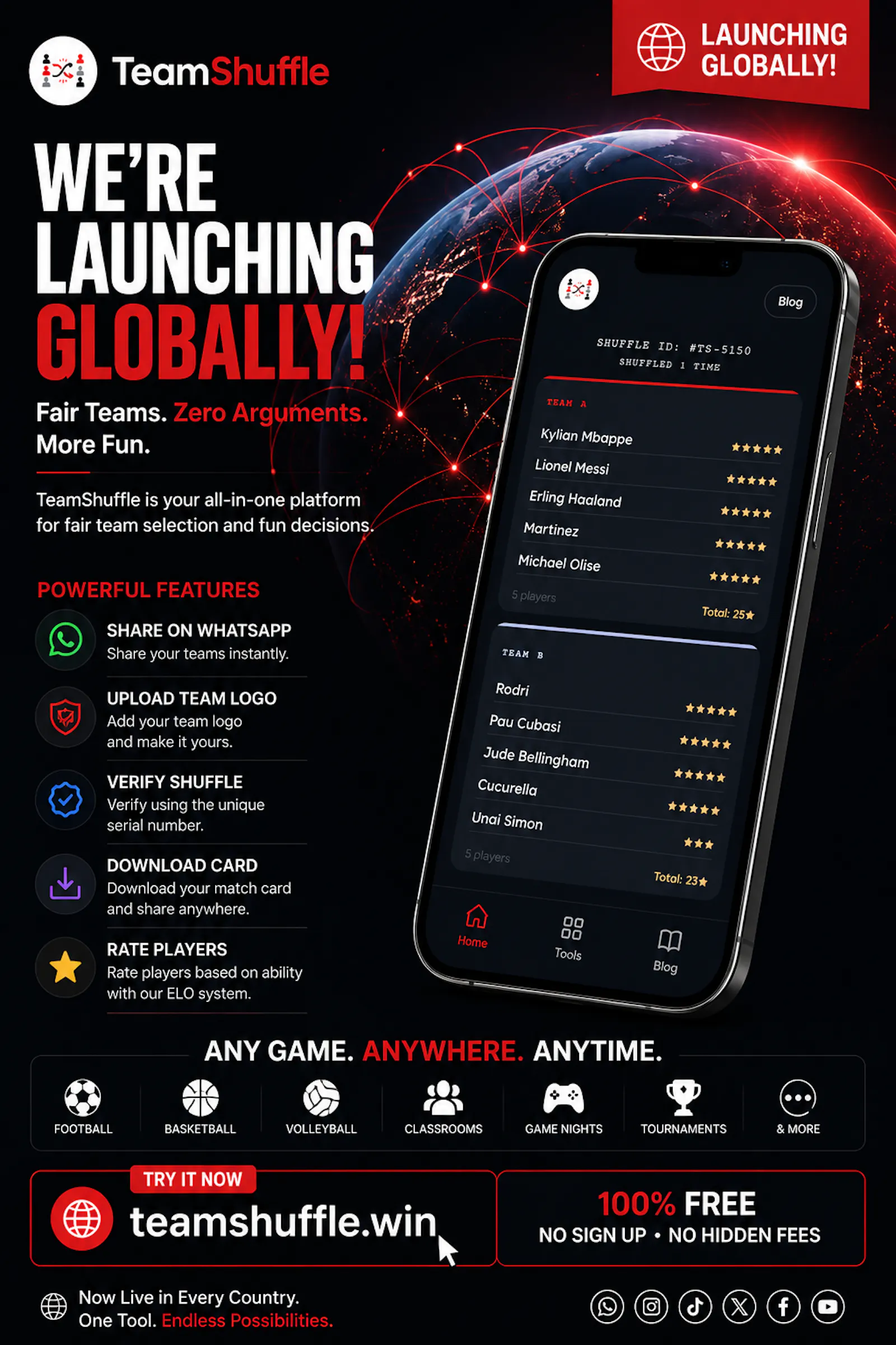 TeamShuffle.win Launches for Global Use  screenshot 3