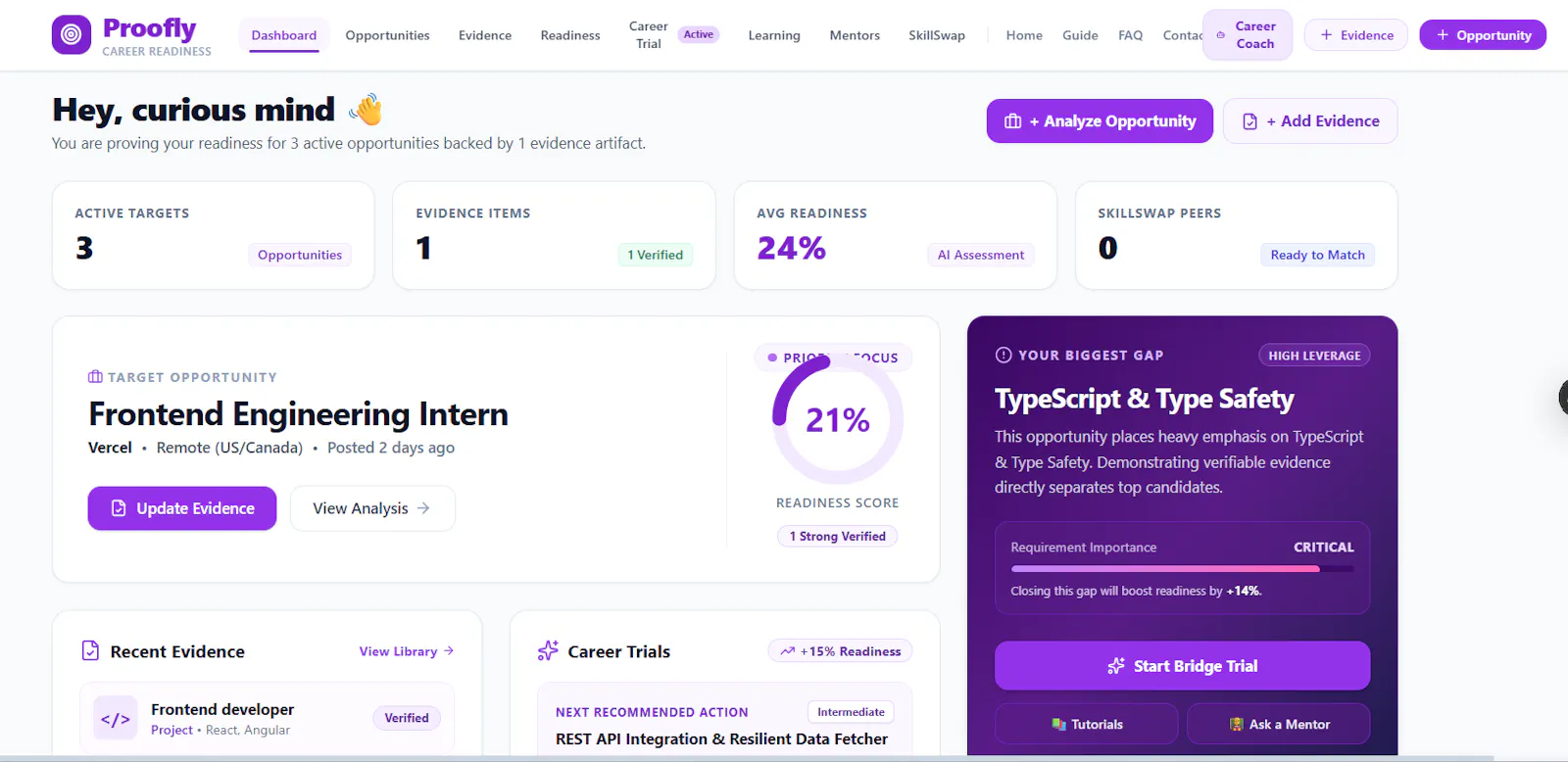 Proofly: AI Career Readiness Platform screenshot 1