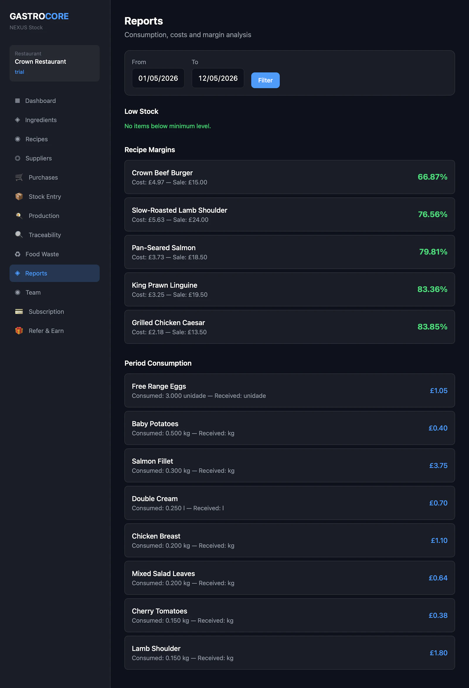 GastroCore — UK Restaurant Stock Control screenshot 2