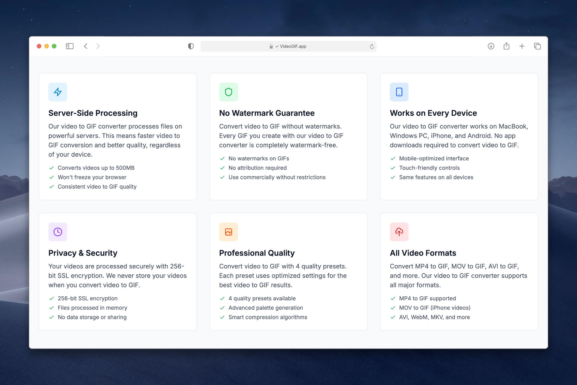 VideoGIF.app - Video to GIF Converter - Screenshot 3 showing product features and functionality