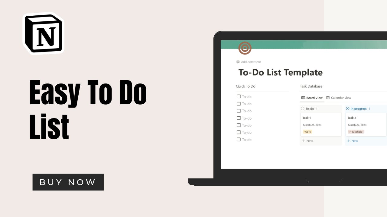 Easy To Do List Template (Notion) media 1