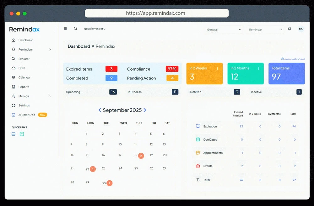 Remindax AI - Main product screenshot demonstrating key features and user interface