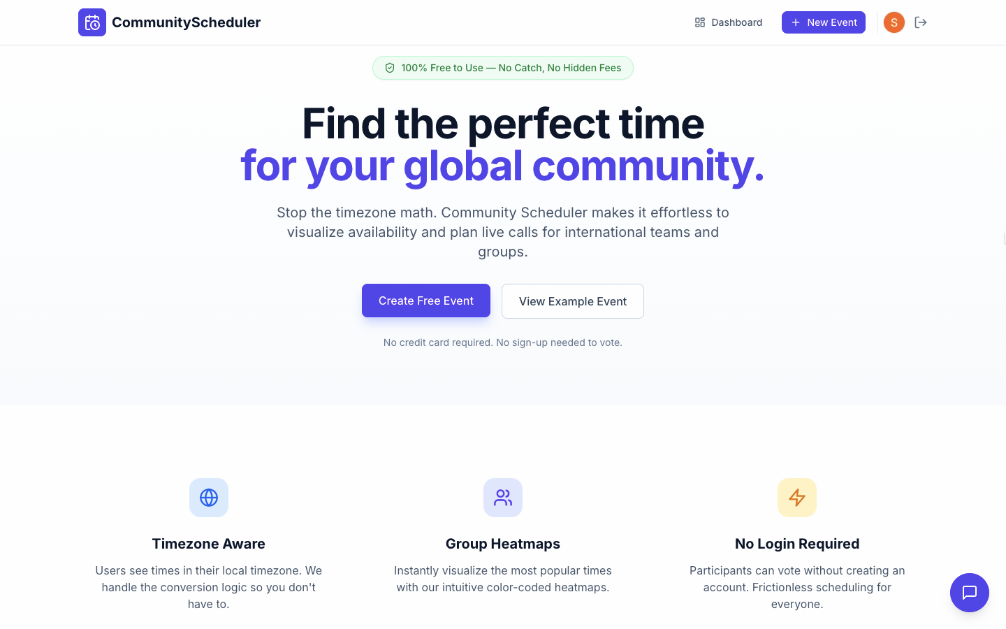 Community Scheduler - Main product screenshot demonstrating key features and user interface