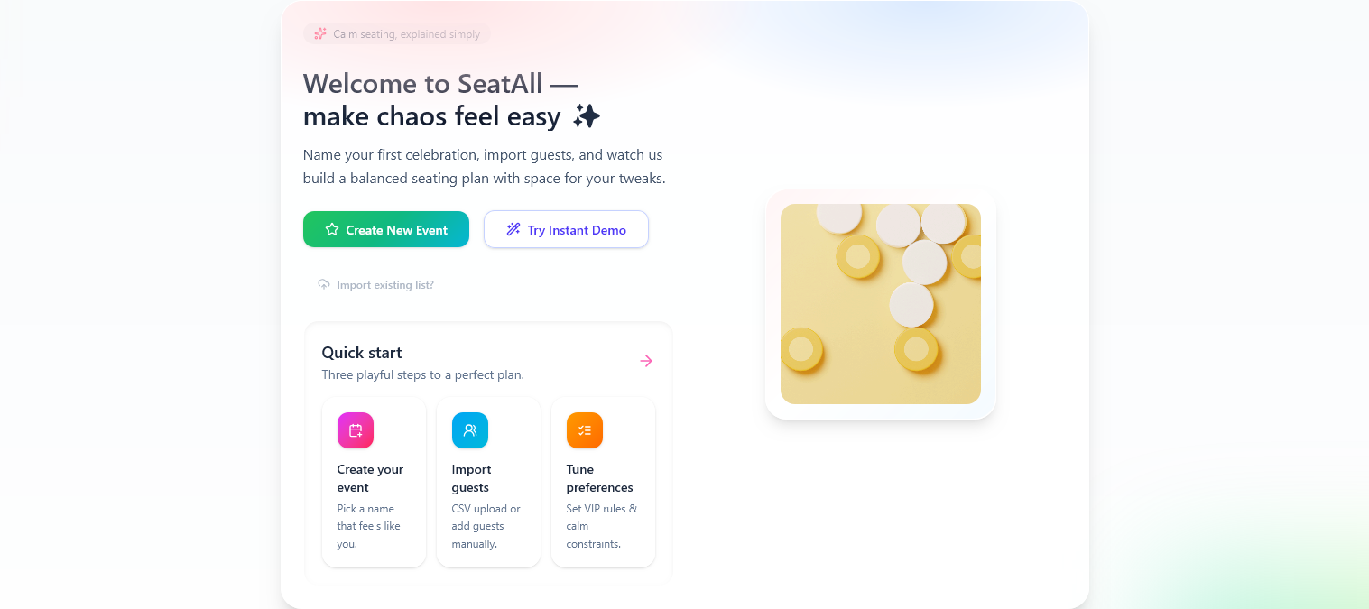 SeatAll - Main product screenshot demonstrating key features and user interface
