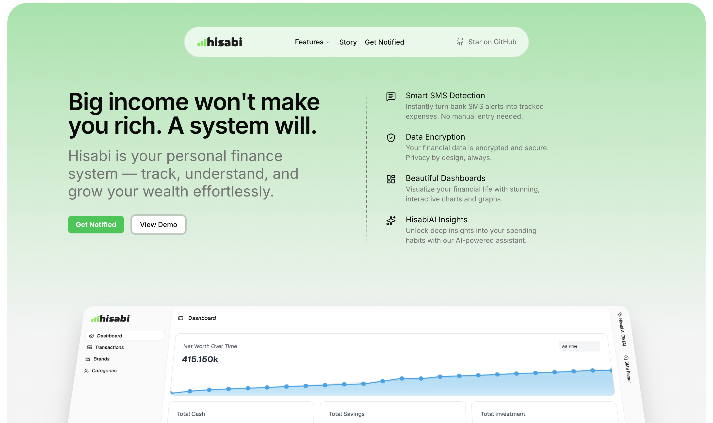 Hisabi - Main product screenshot demonstrating key features and user interface