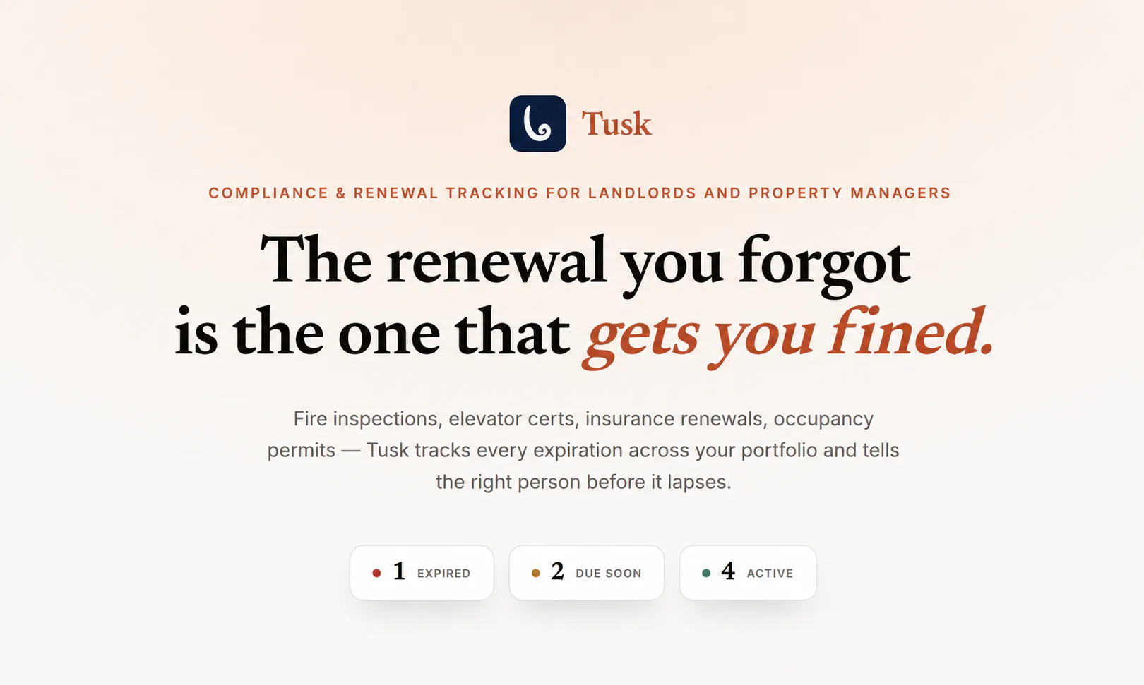 Tusk - Property Compliance Management screenshot