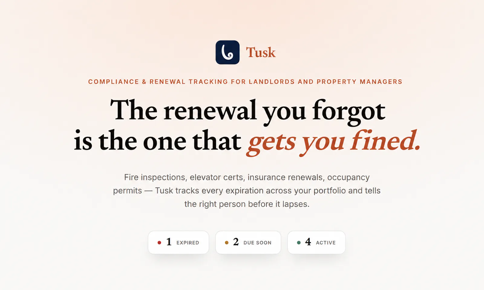Tusk - Property Compliance Management screenshot 1