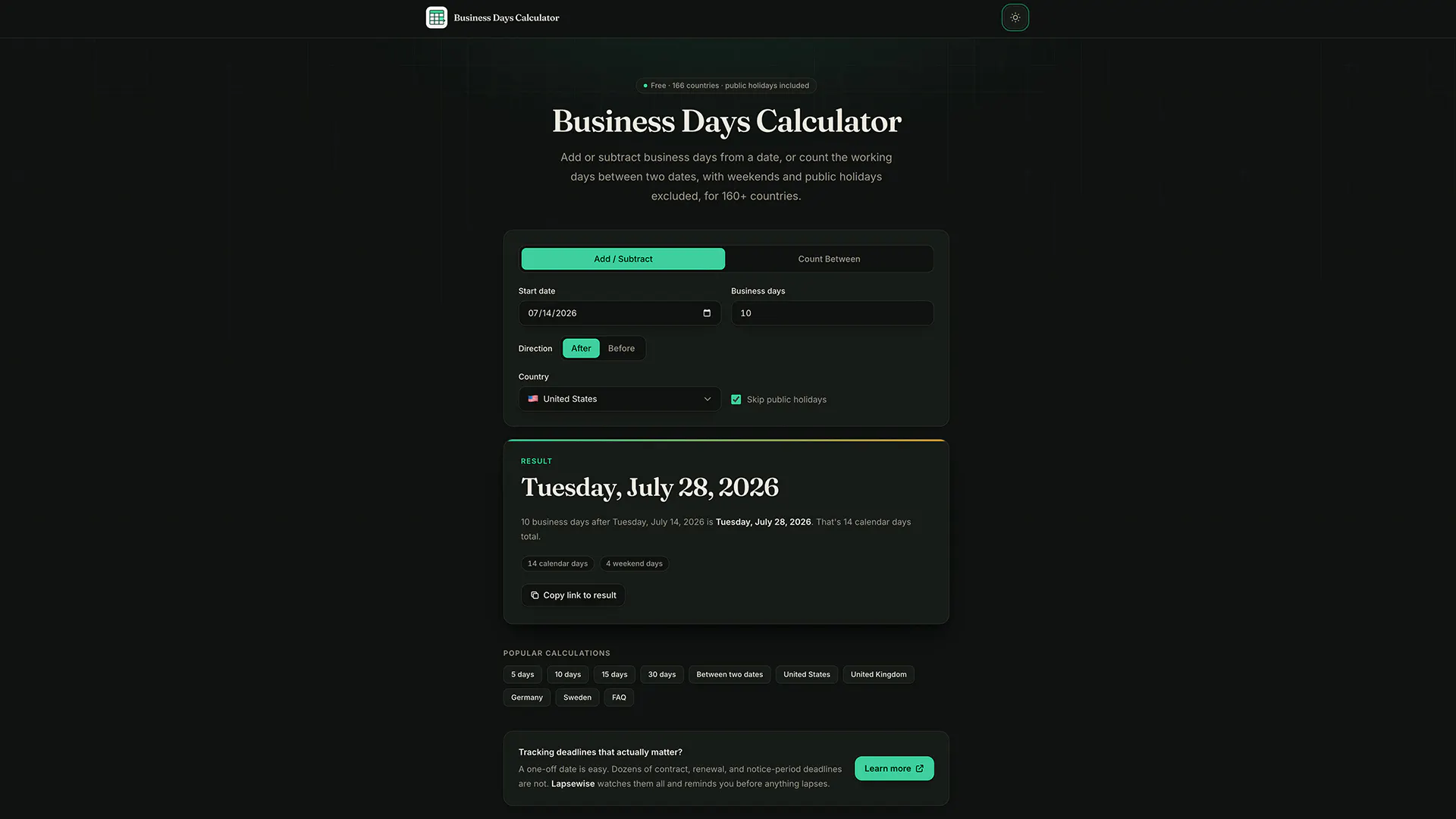 Business Days Calculator gallery image