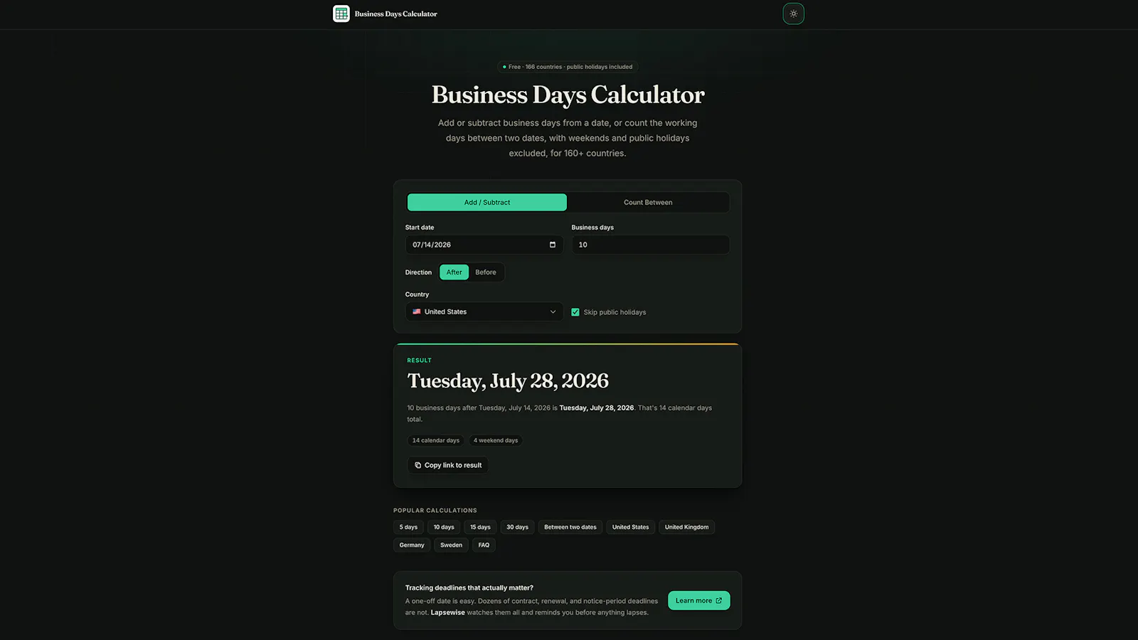 Business Days Calculator screenshot 7