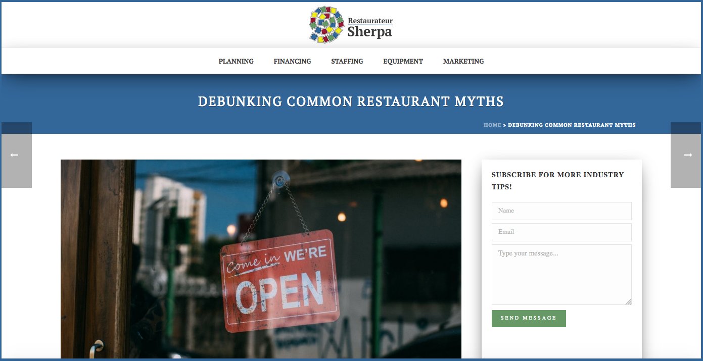 Restaurateur Sherpa website gallery image