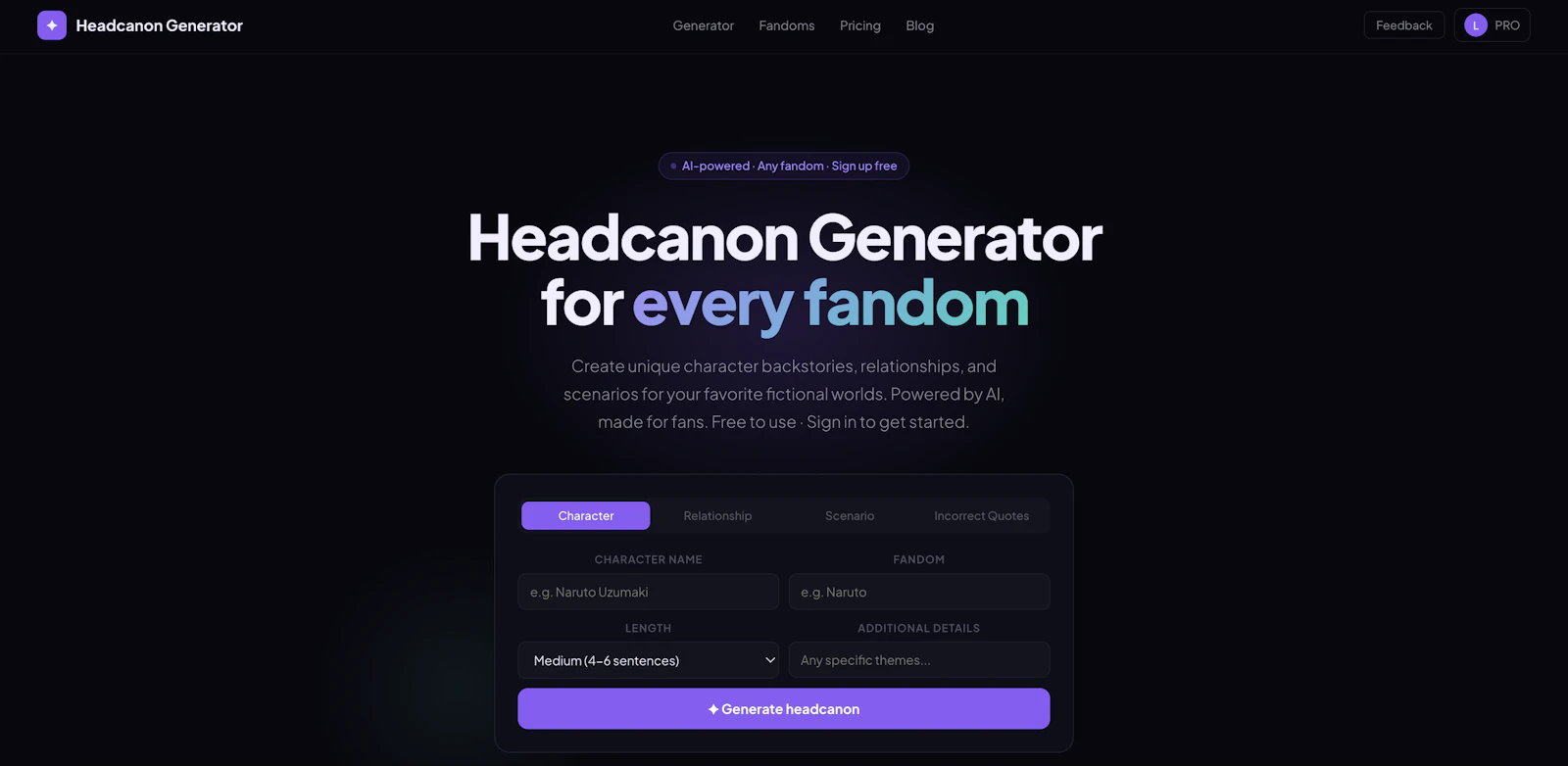 Headcanon Generator screenshot 3