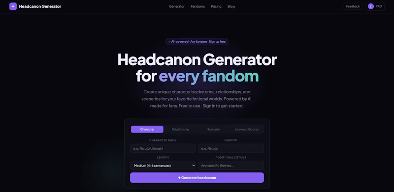 Headcanon Generator screenshot 3
