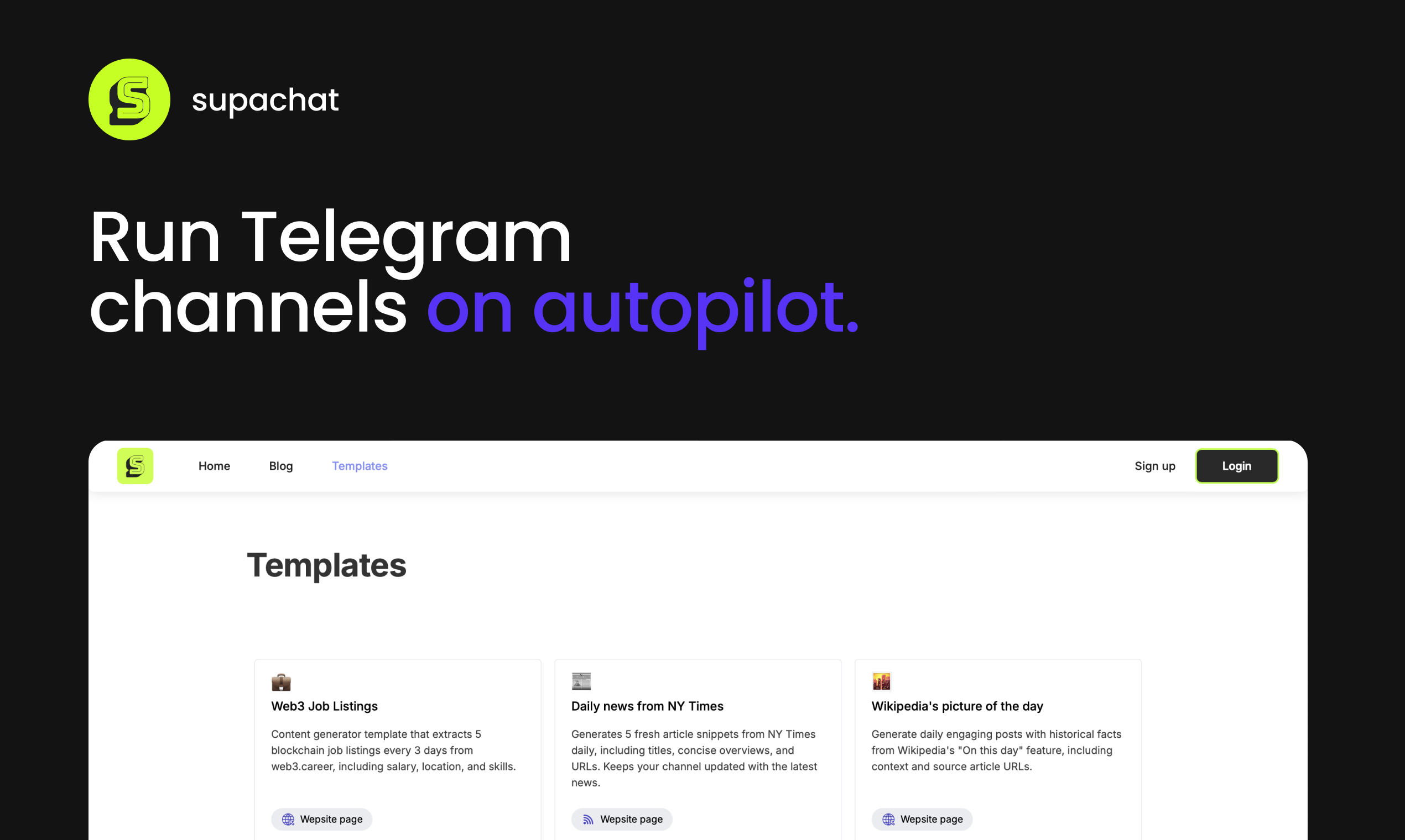 startuptile Supachat-Run Telegram channels on autopilot