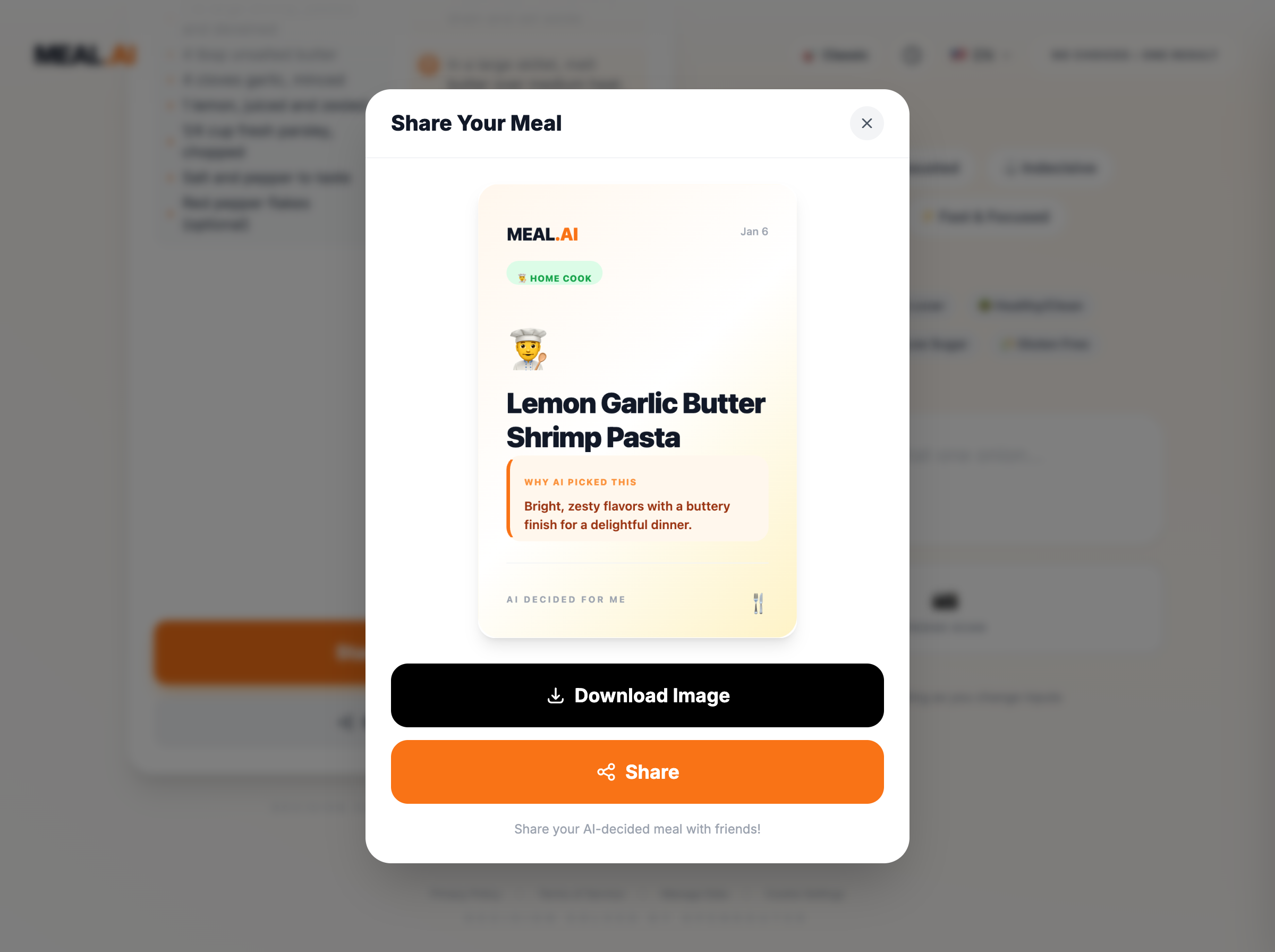 MEAL.AI - Screenshot 3 showing product features and functionality