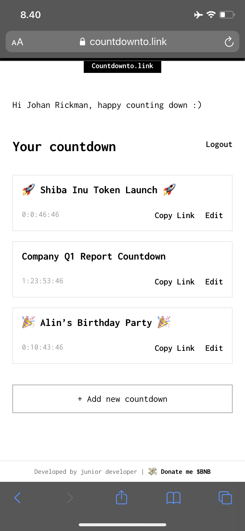 ⏰ Countdown to link gallery image