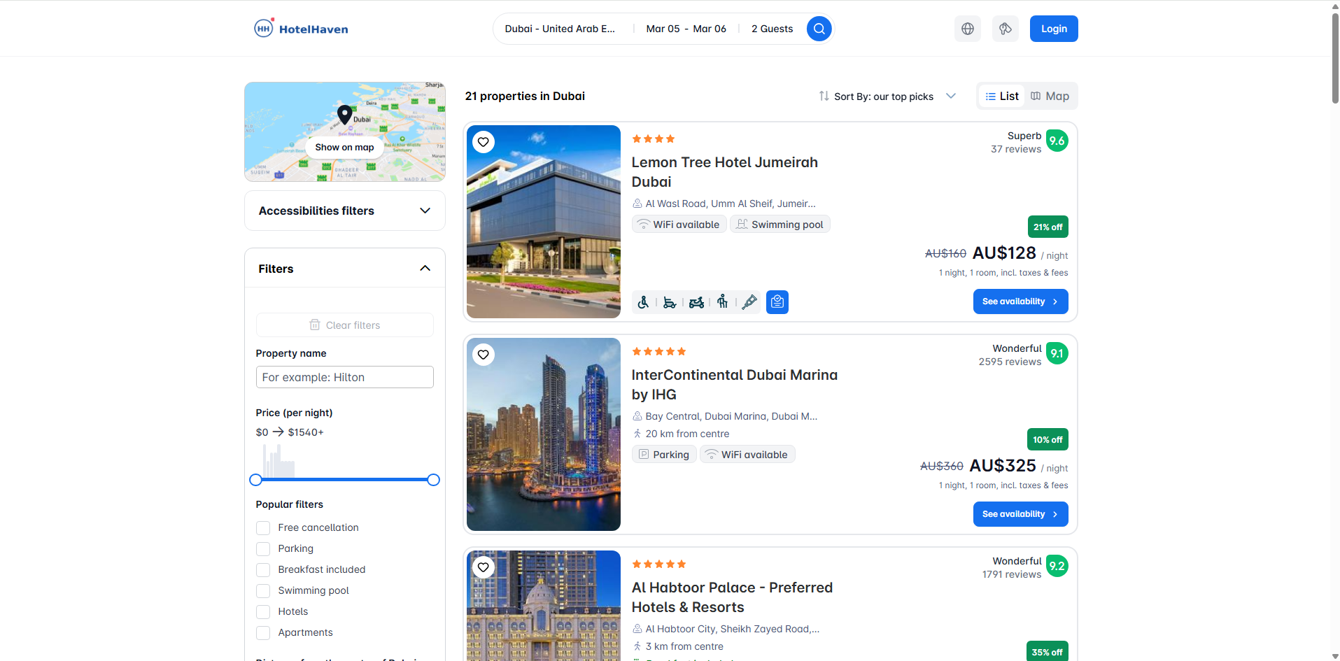 HotelHaven - Screenshot 4 showing product features and functionality