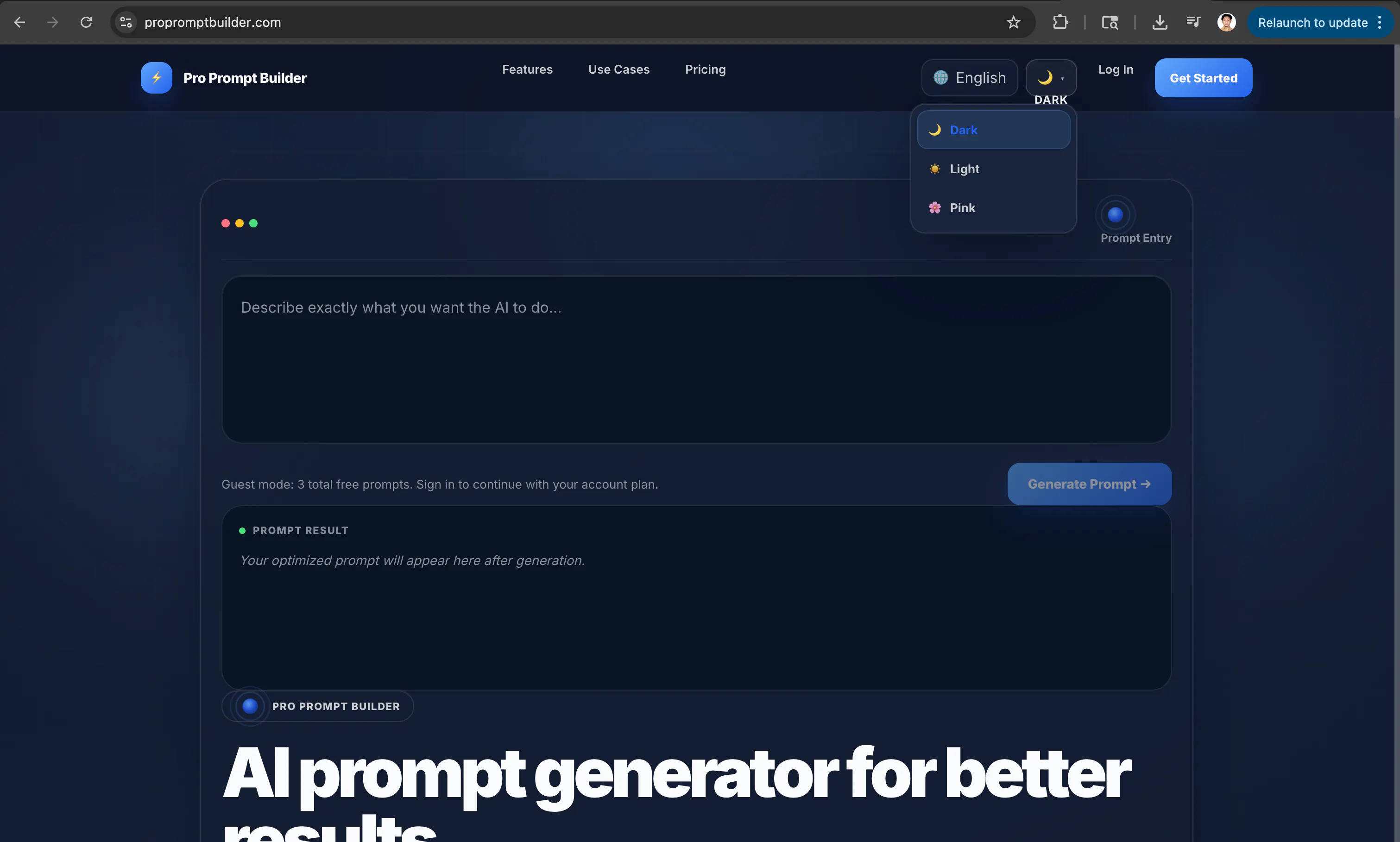 Pro Prompt Builder 제품 배너