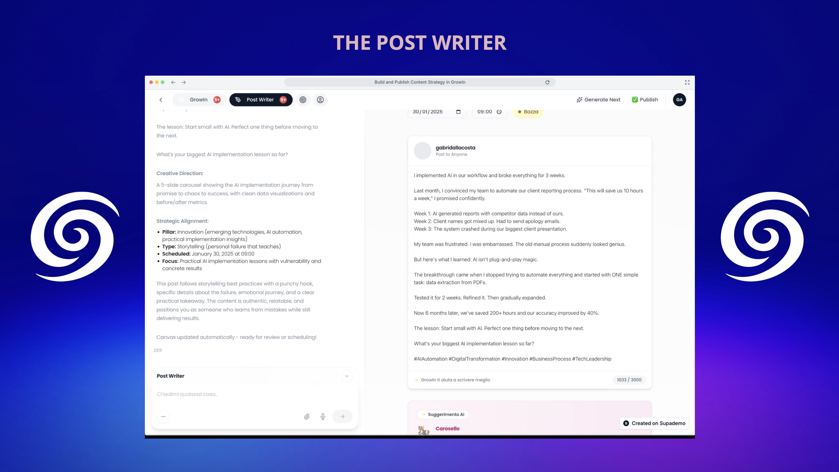 GrowIN - AI Linkedin Consultant - Screenshot 4 showing product features and functionality