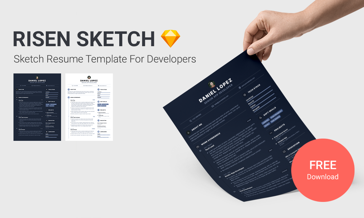 Risen - แม่แบบเรซูเม่ฟรีสำหรับ devs - ฟรี bootstrap 5 dark mode resume/cv เทมเพลตสำหรับนักพัฒนา media 2
