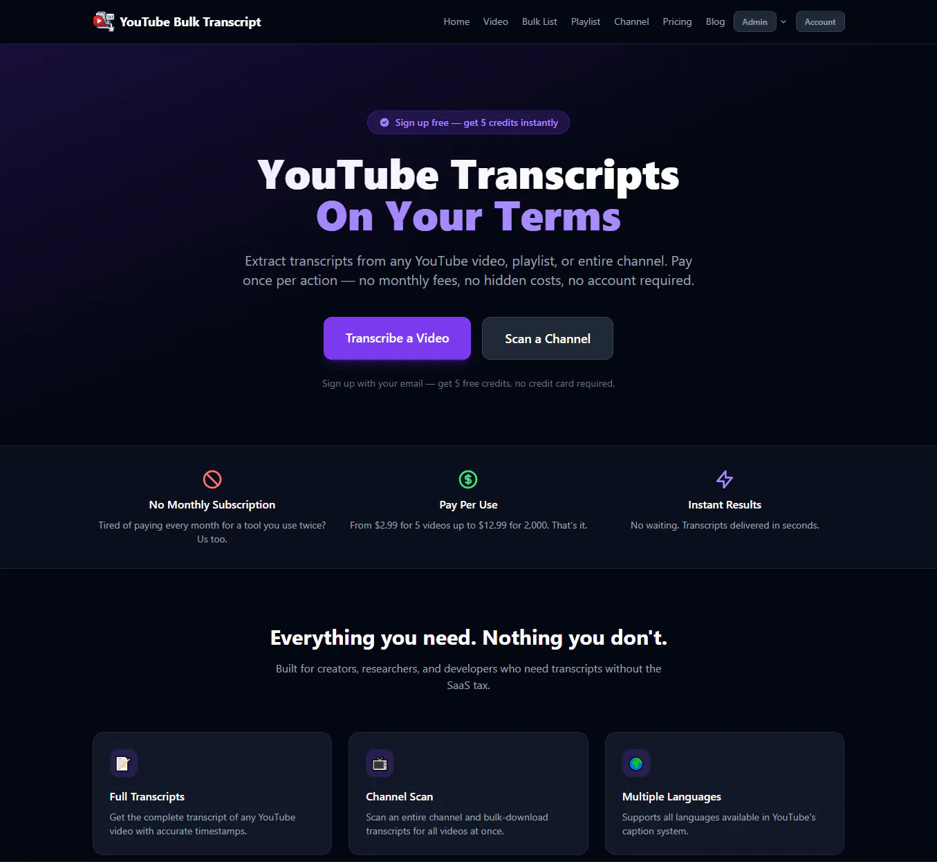 YtBulkTranscript App screenshot
