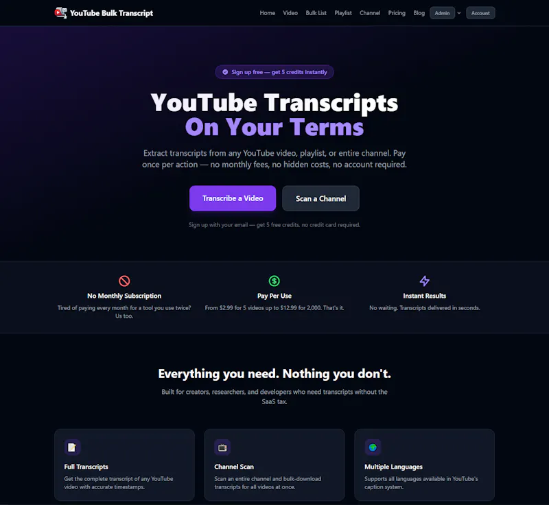 YtBulkTranscript App screenshot 1
