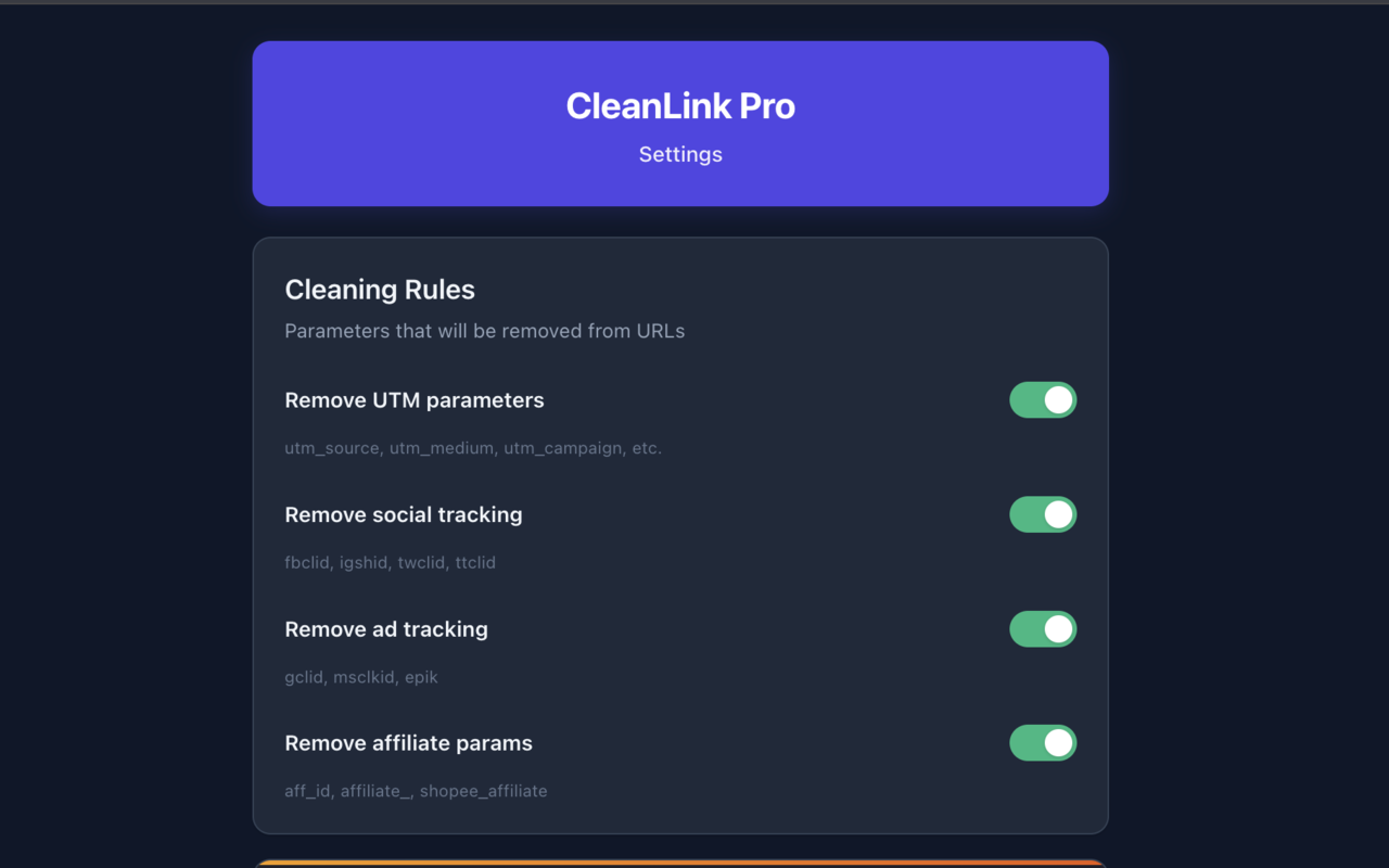 CleanLink Pro - Screenshot 2 showing product features and functionality
