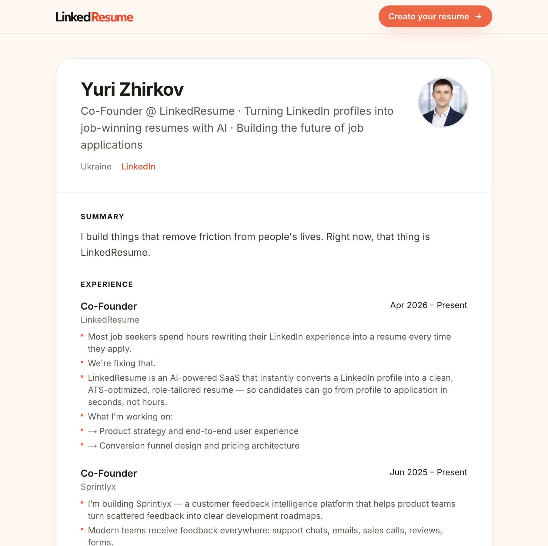 LinkedResume gallery image