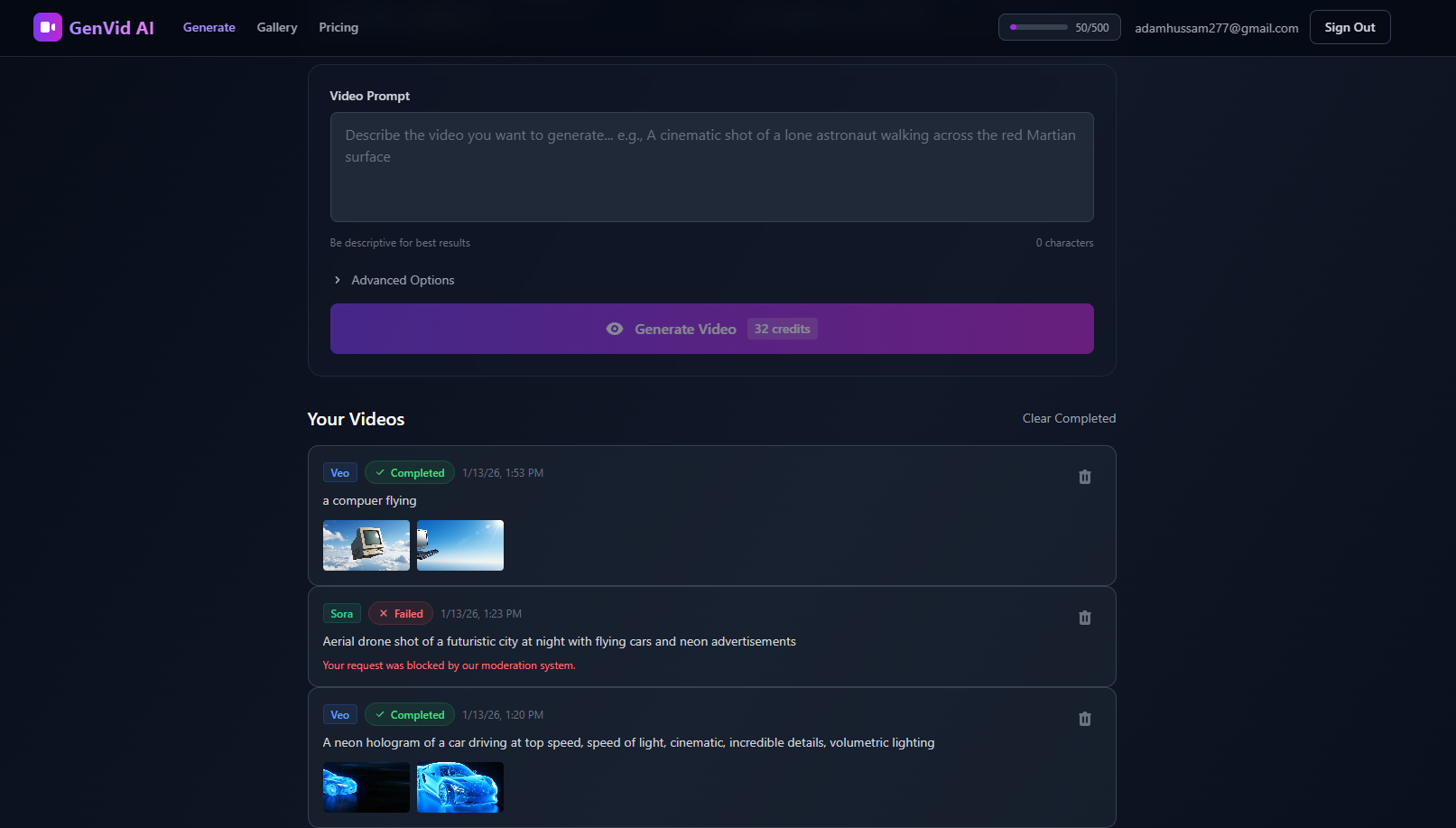 GenVid AI - AI Video Generator - Screenshot 4 showing product features and functionality