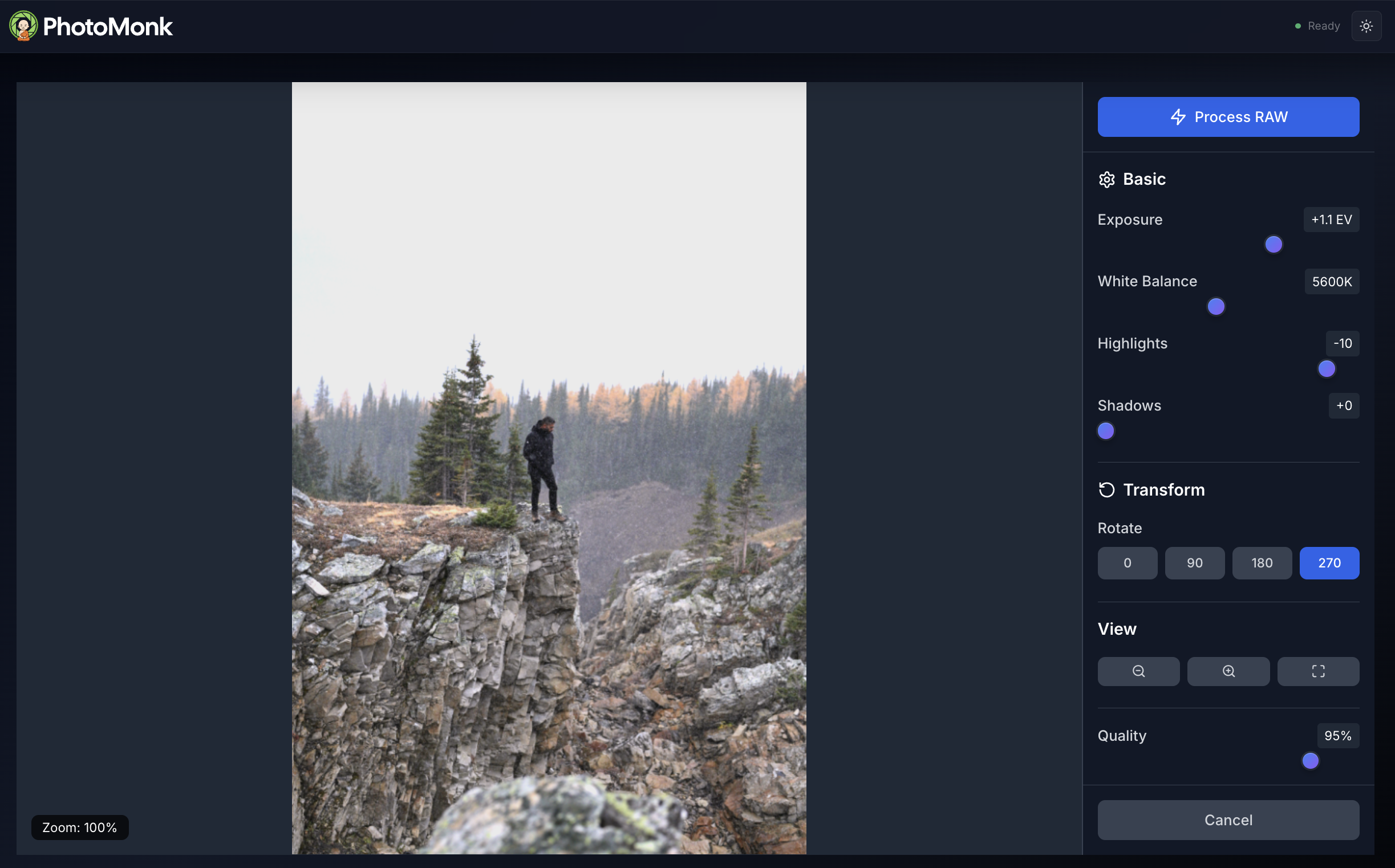 Photomonk - Professionele raw foto -editor online media 3