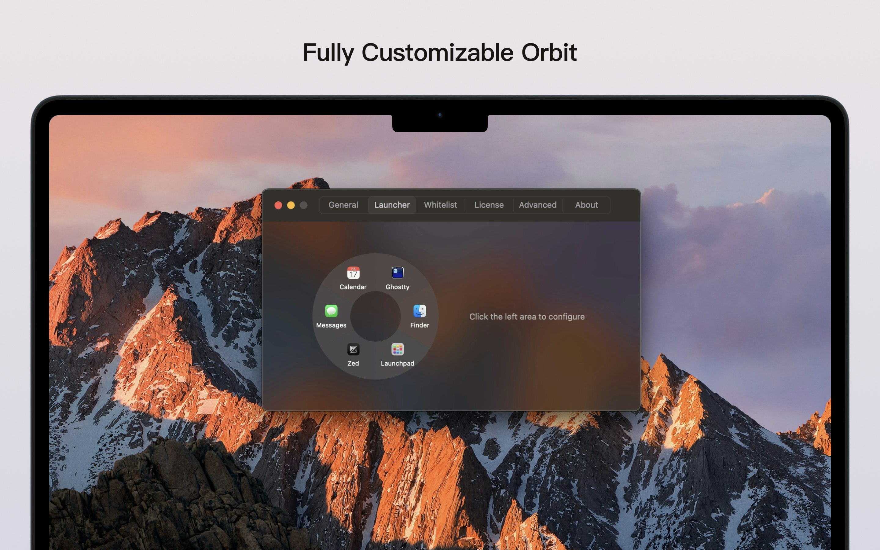 Een baanbreker - Orbitring is een MacOS -snelle launcher rond je cursor. media 3