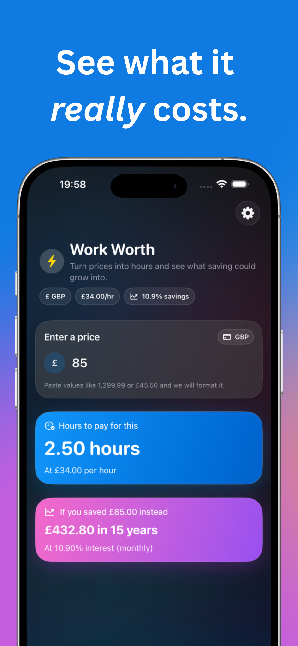 Work Worth - Screenshot 2 showing product features and functionality