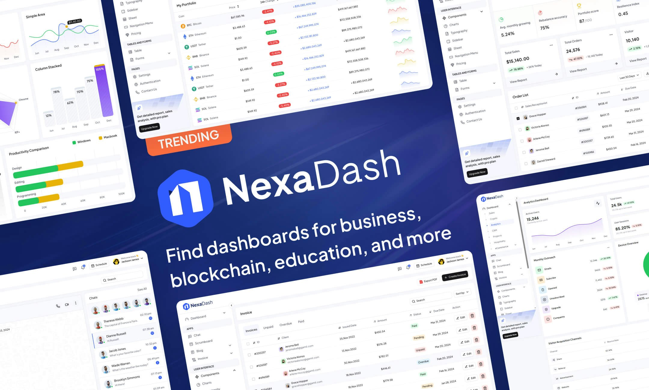 Nexadash - Next.js, Shadcn, Tailwind CSS 관리자 대시 보드 템플릿 미디어 1