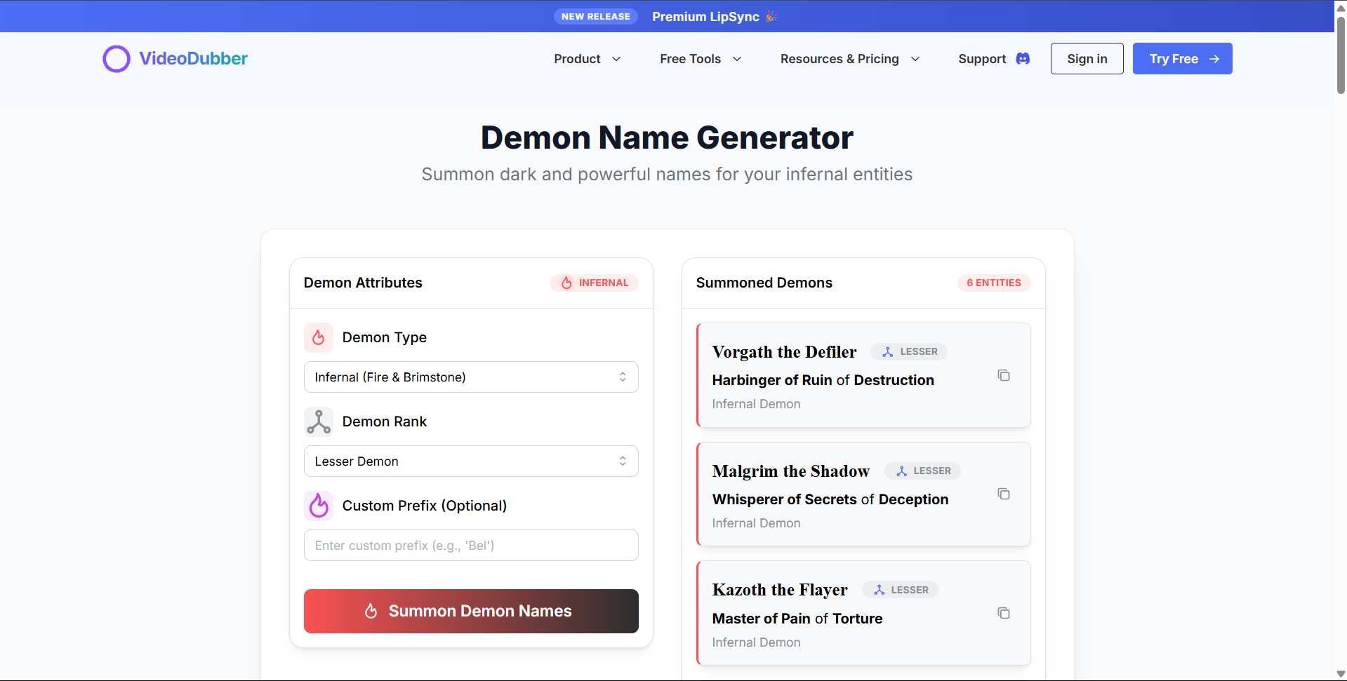 Demon Name Generator gallery image