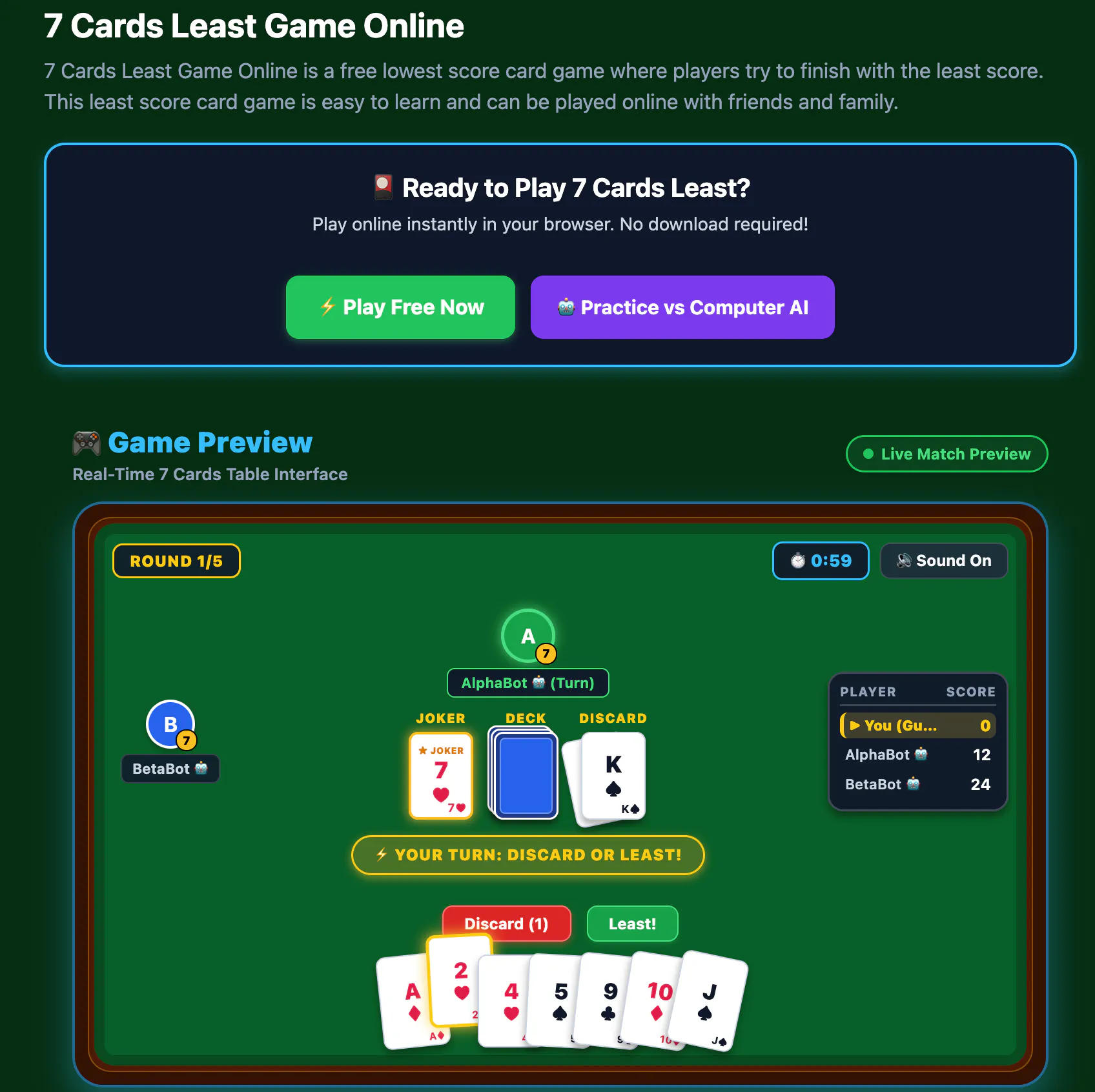 7 Cards Least Game gallery image