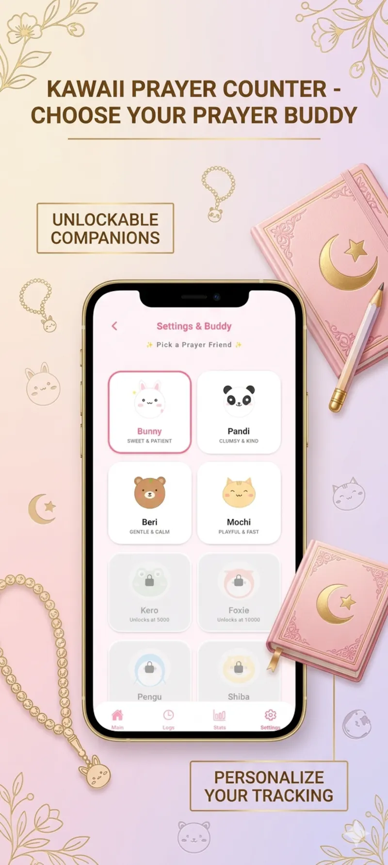 Kawaii Prayer Counter: Tasbih screenshot 1