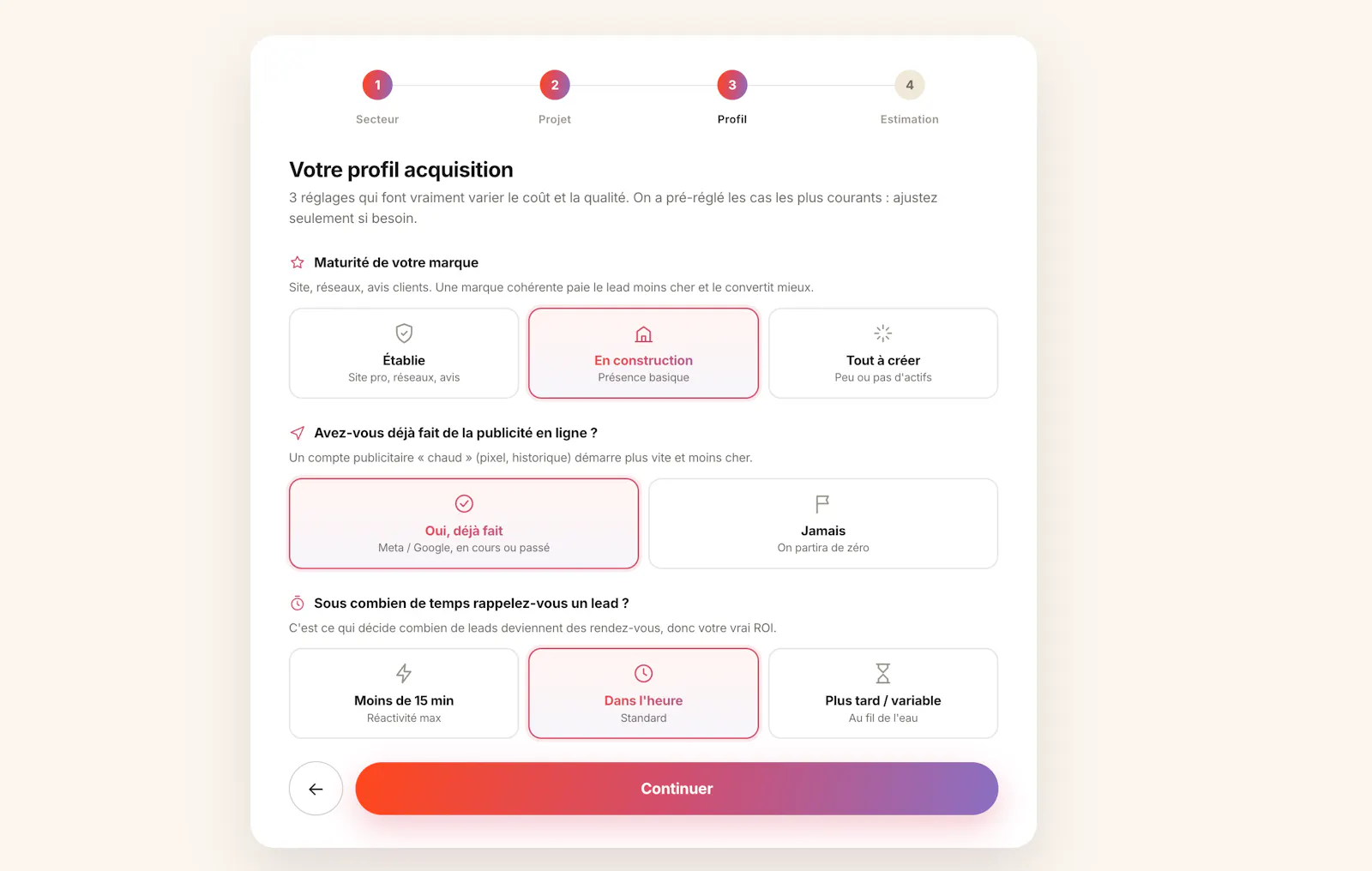 Simulateur de coût par lead screenshot 2