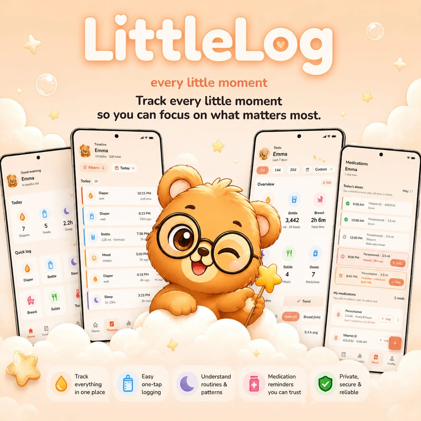 LittleLog: Baby Tracker & Meds Scheduler screenshot 1