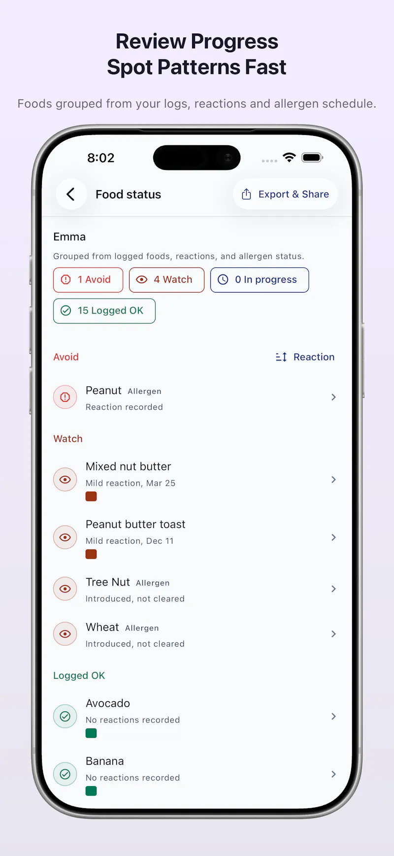 Log: Baby Solid Food & Allergy screenshot 4