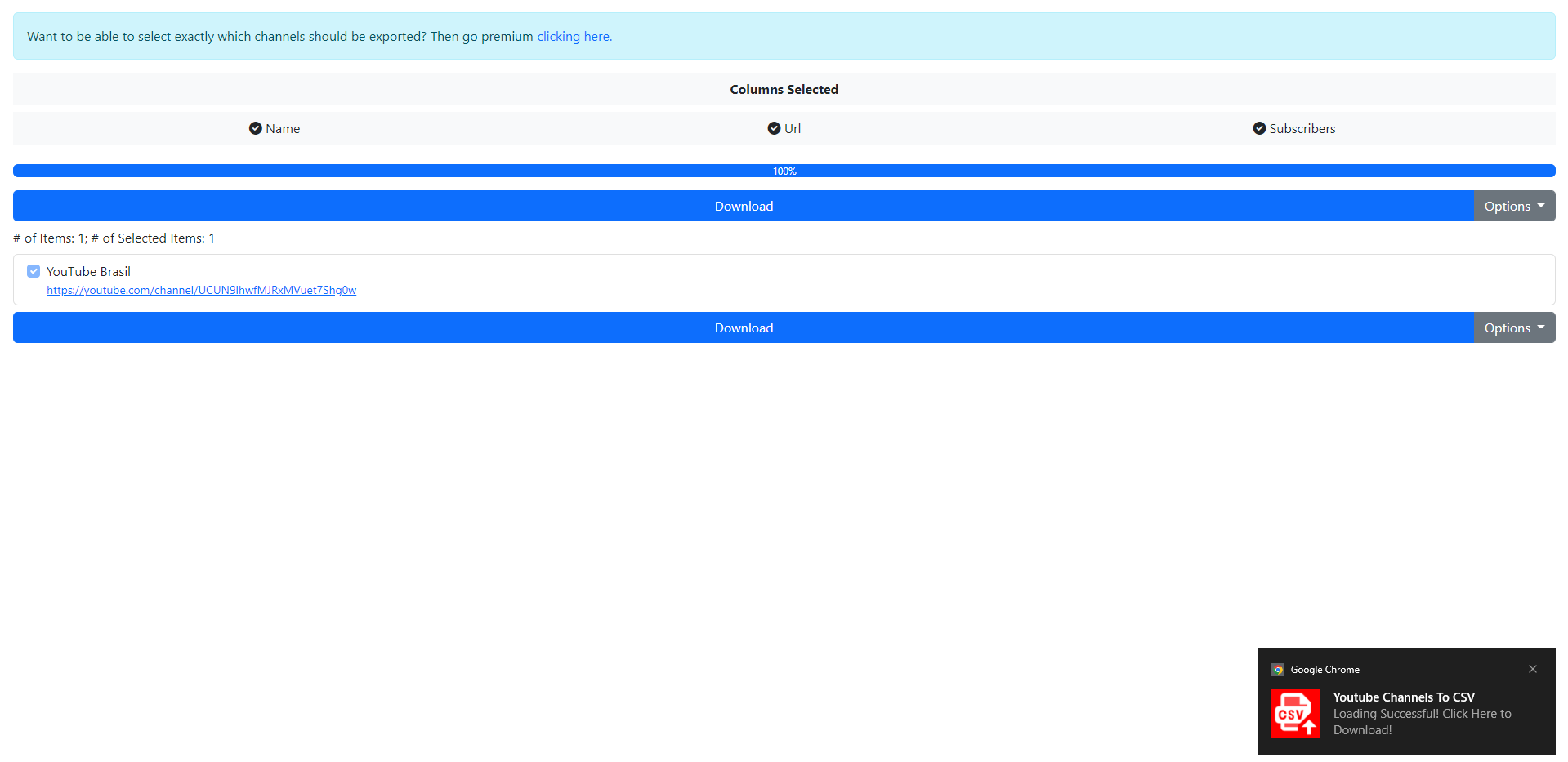 Canales de YouTube a CSV media 2