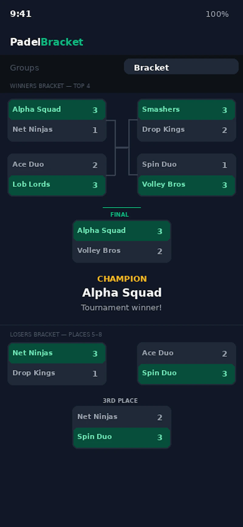 PadelBracket screenshot 2